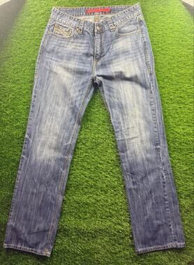 Rock & Roll COWBOY Denim Men Double Barrel Straight Leg Jeans Vintage Wash 36x38